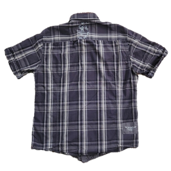 3/$20 ProjekRaw Gray Plaid Design Button-Up Shirt - Picture 5 of 12